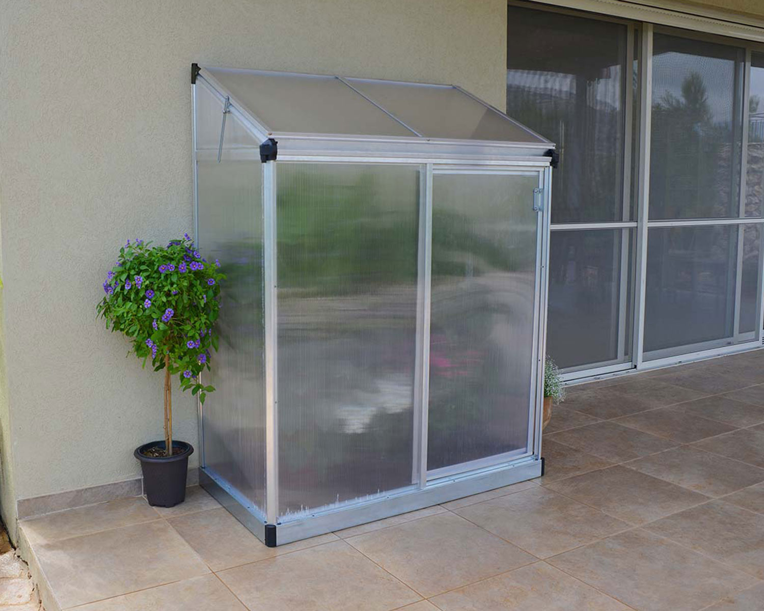 Lean To Greenhouse 4' x 2' Kit - Silver Structure & Twinwall Glazing