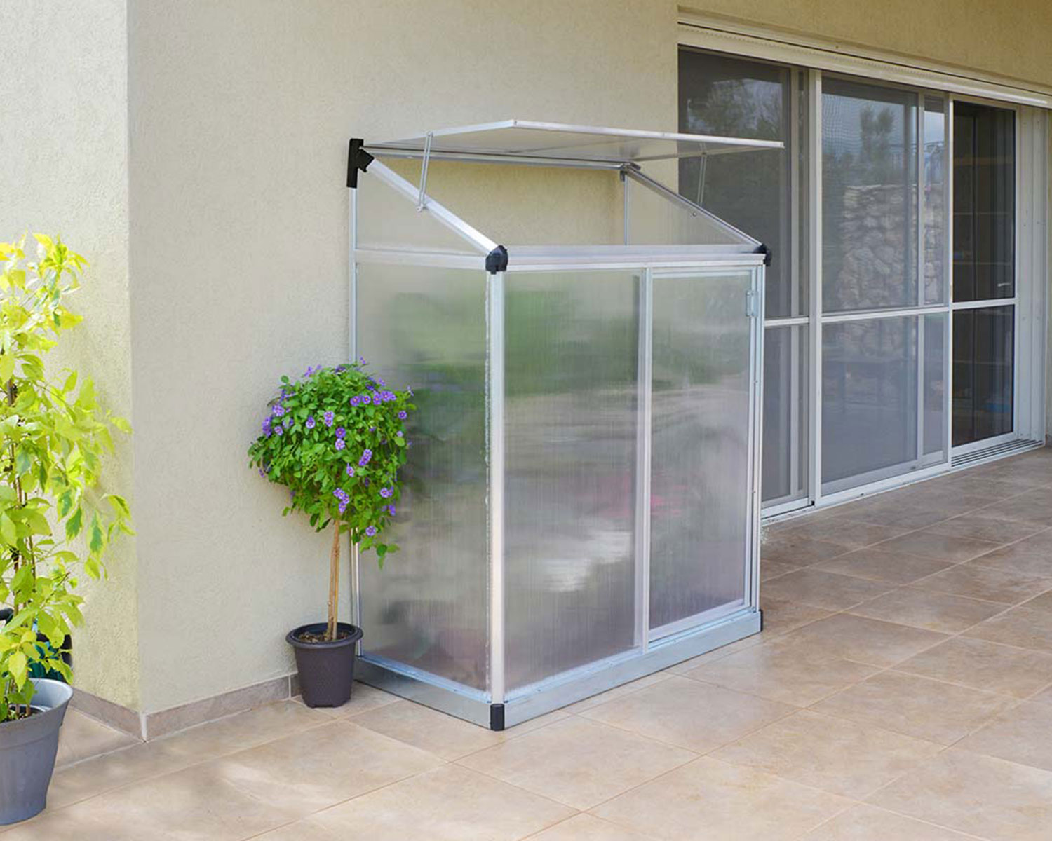 Lean To Greenhouse 4' x 2' Kit - Silver Structure & Twinwall Glazing