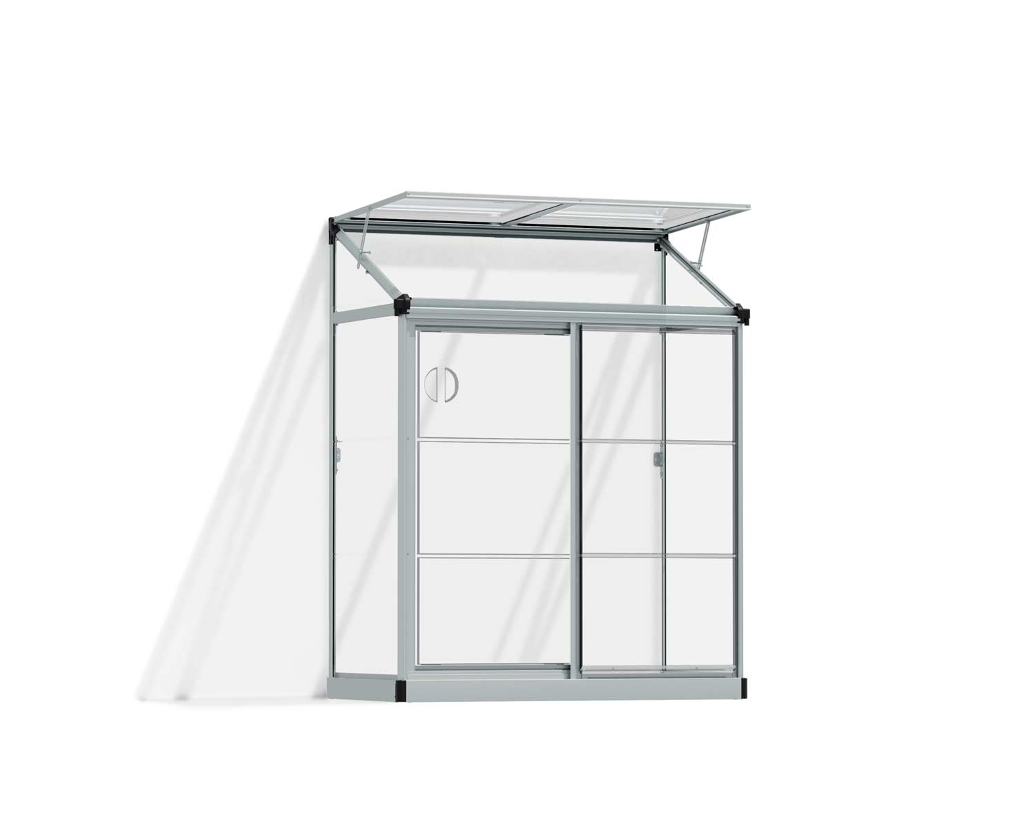 Lean To Greenhouse 4' x 2' Kit - Silver Structure & Clear Glazing