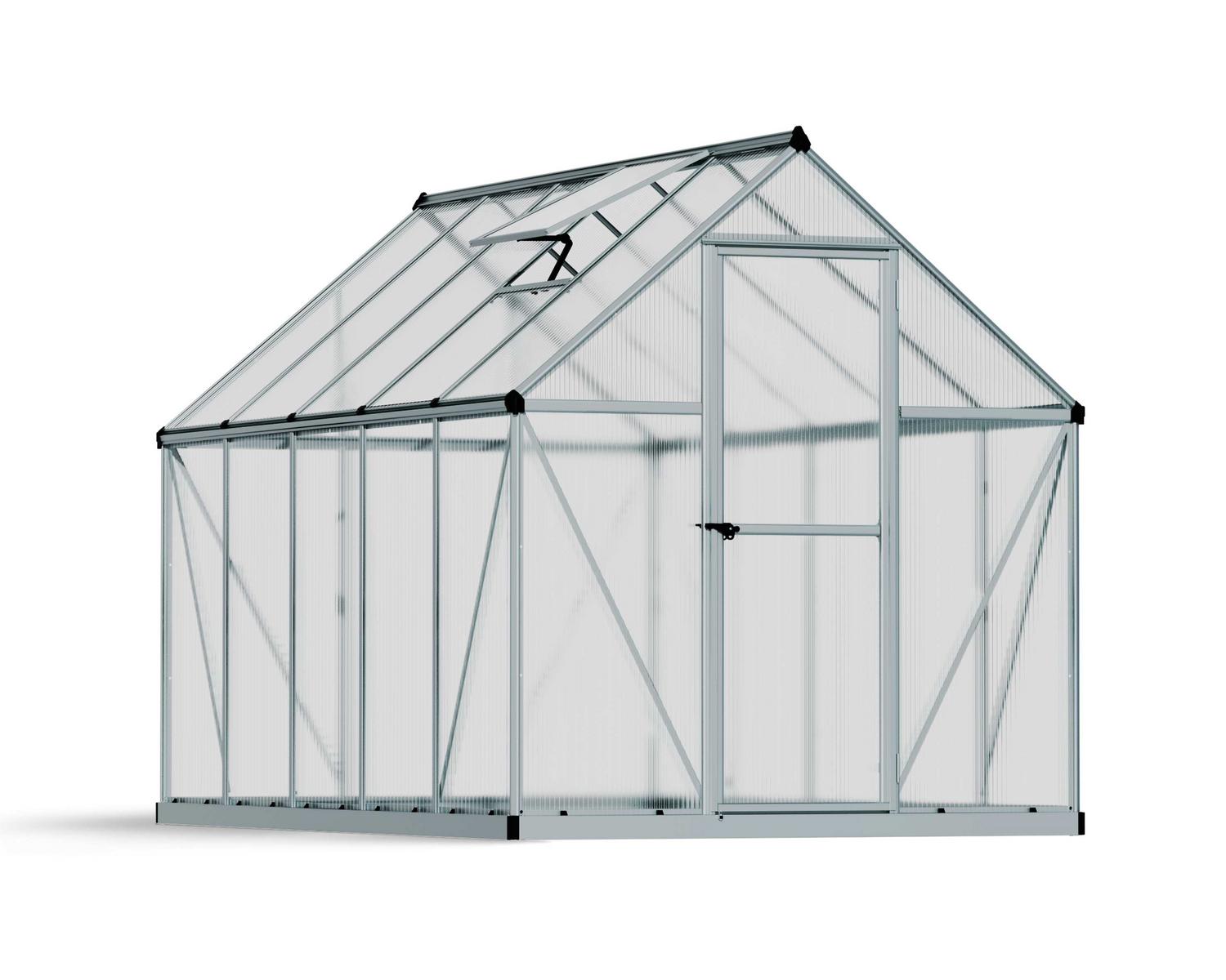 Greenhouse Mythos 6&#039; x 10&#039; Kit - Silver Structure &amp; Multiwall Glazing