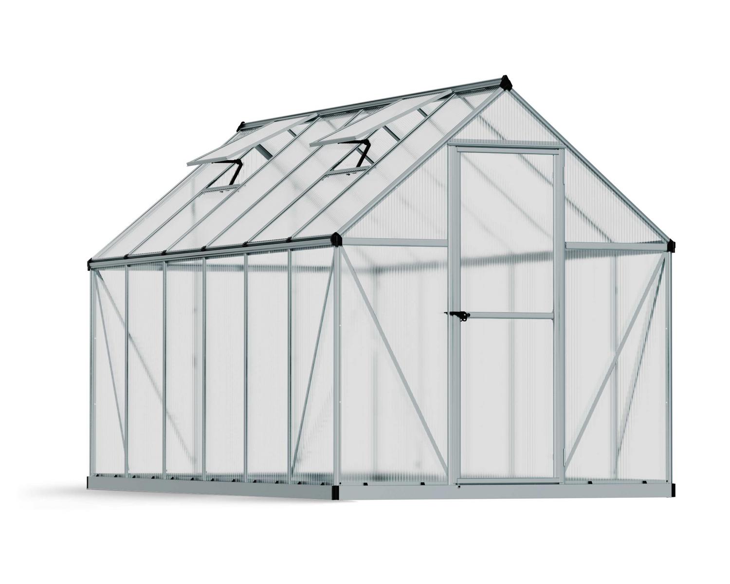 Greenhouse Mythos 6&#039; x 12&#039; Kit - Silver Structure &amp; Multiwall Glazing