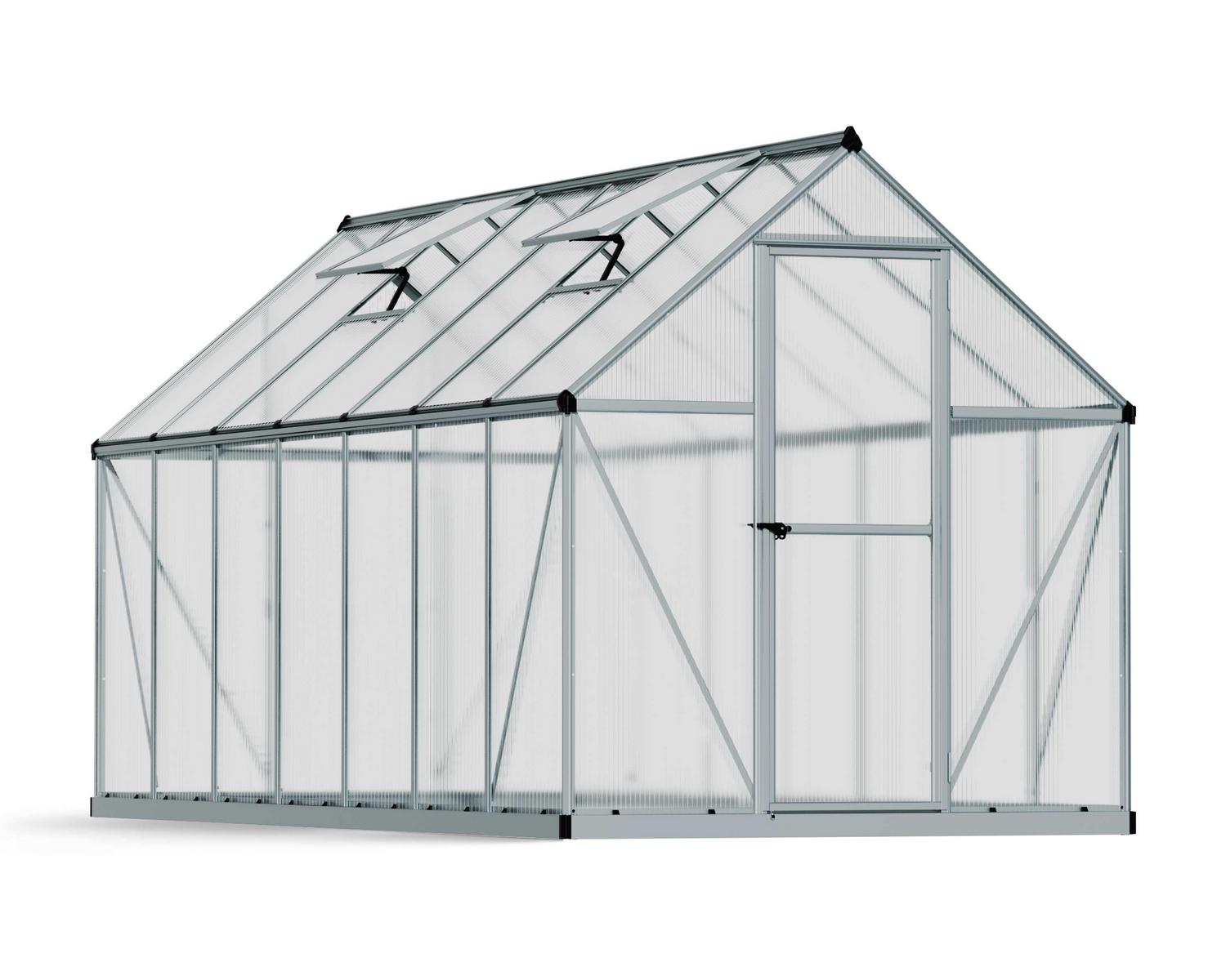 Greenhouse Mythos 6&#039; x 14&#039; Kit - Silver Structure &amp; Multiwall Glazing
