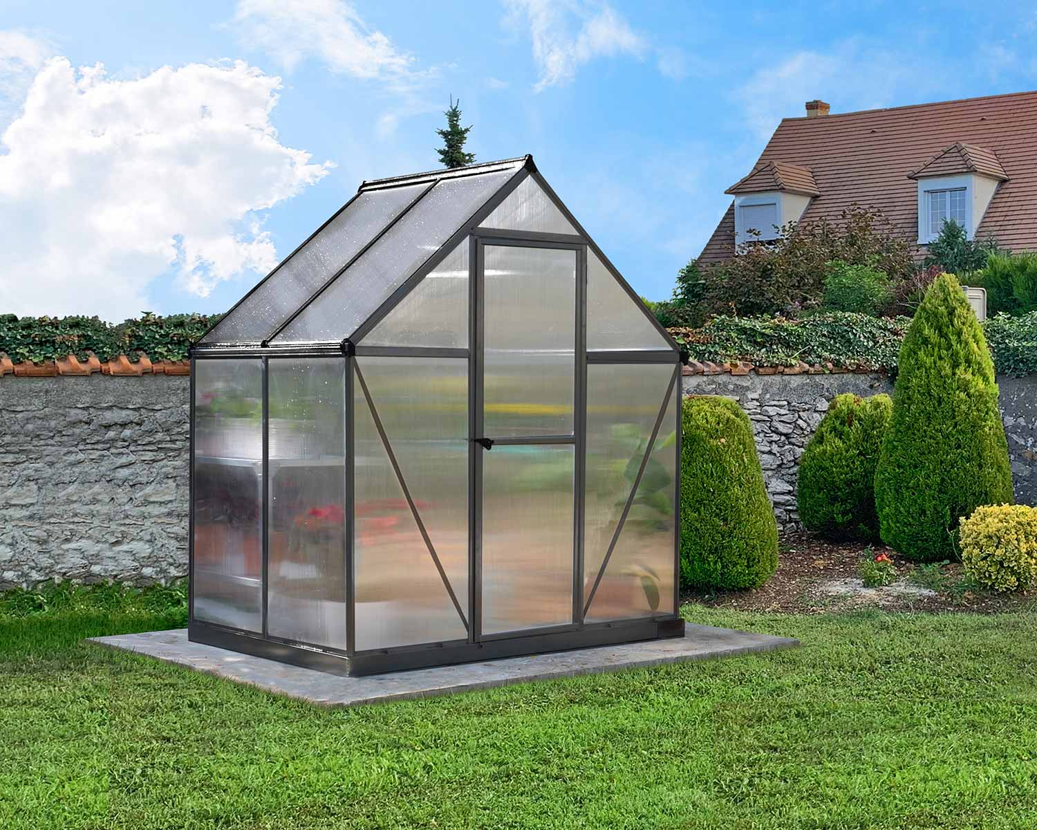 Greenhouse Mythos 6' x 4' Kit - Grey Structure & Multiwall Glazing