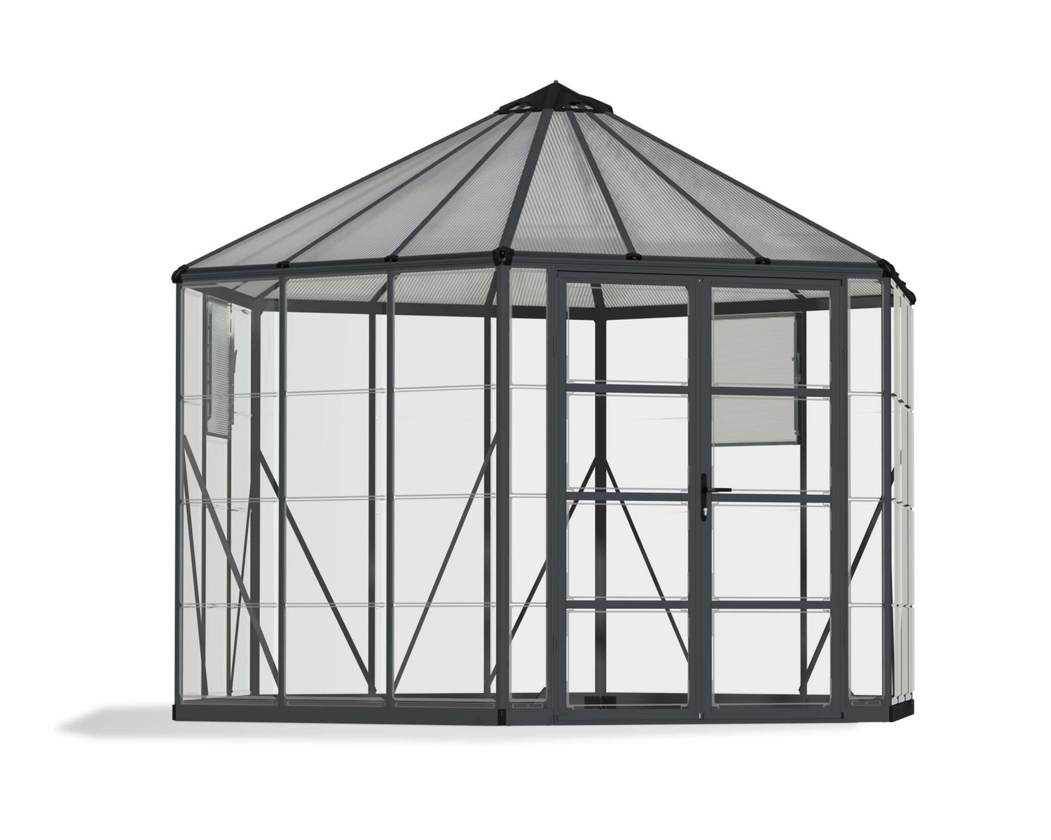 Greenhouse Oasis 12 ft. Kit - Grey Structure &amp; Hybrid Glazing