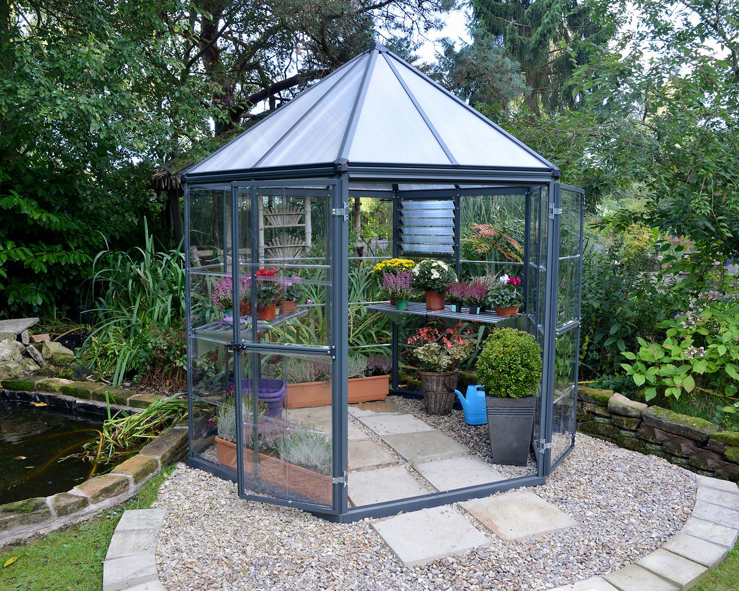 Greenhouse Oasis 8 ft. Kit - Grey Structure &amp; Hybrid Glazing