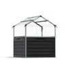 4ft x 4ft silver Plant Inn greenhouse with clear polycarbonate panels and a compact, durable design