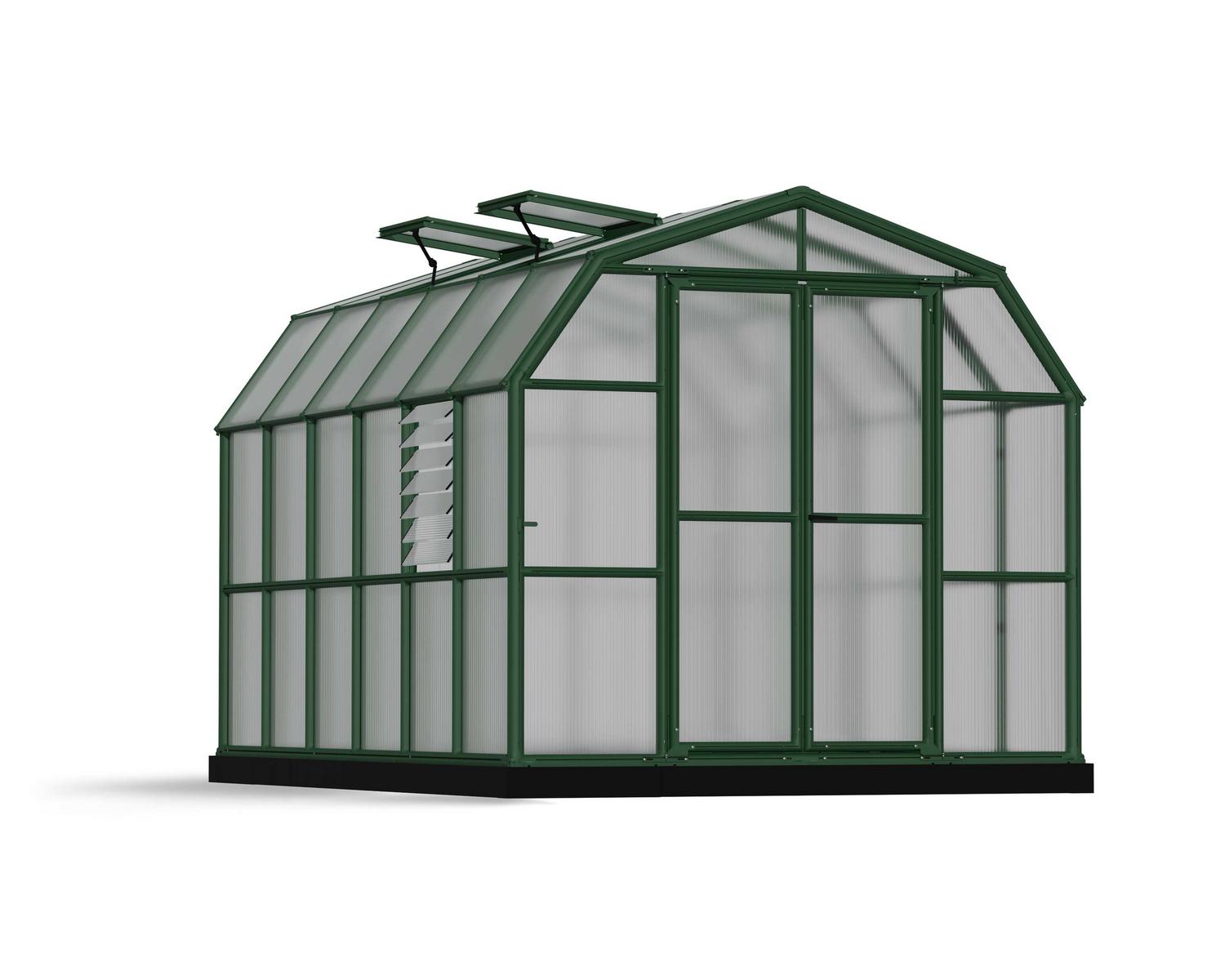Greenhouse Prestige 8&#039; x 12&#039; Kit - Green Structure &amp; Twinwall Glazing