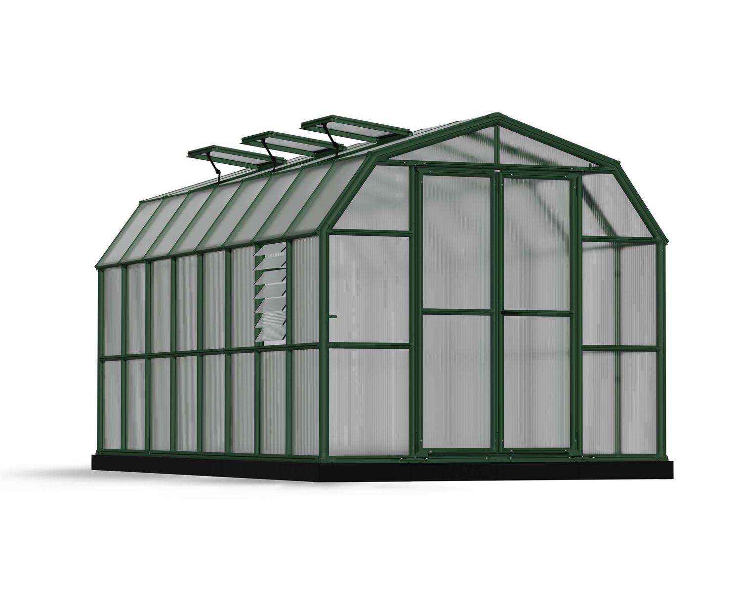 Greenhouse Prestige 8&#039; x 16&#039; Kit - Green Structure &amp; Twinwall Glazing