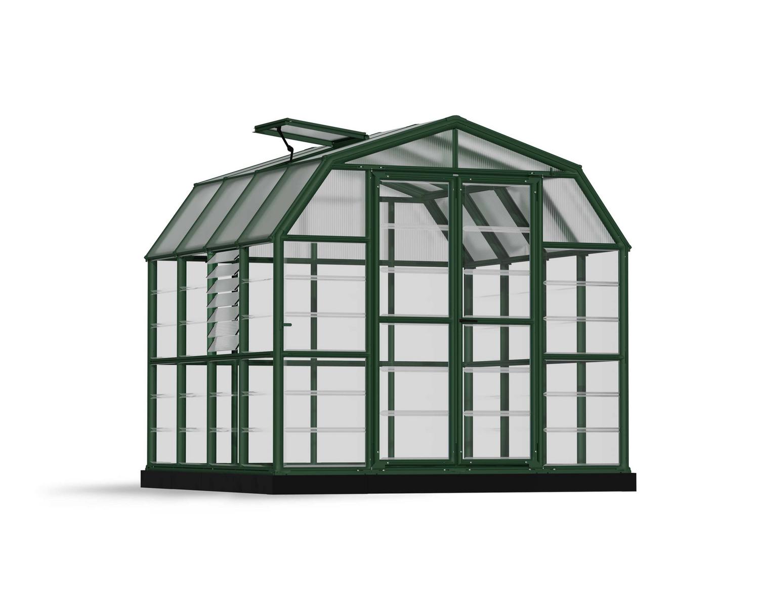 Greenhouse Prestige 8&#039; x 8&#039; Kit - Green Structure &amp; Clear Glazing