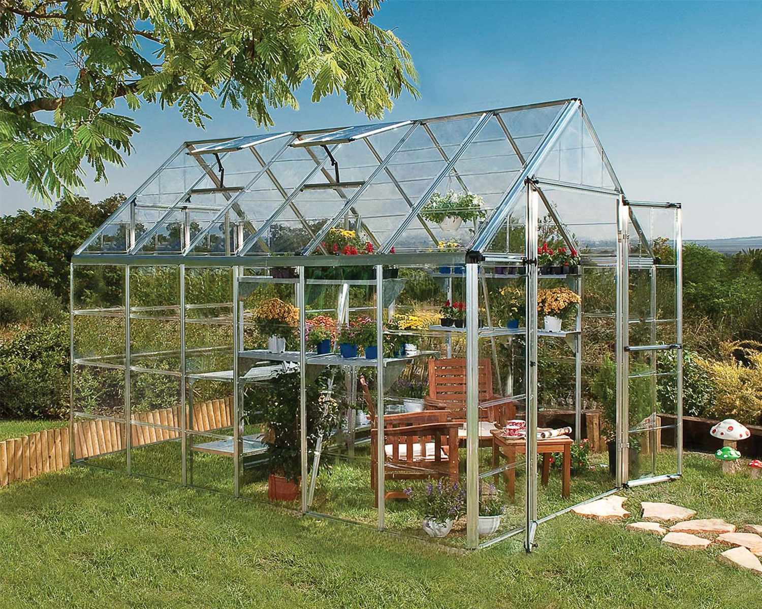 Greenhouse Snap and Grow 8&#039; x 12&#039; Kit - Silver Structure &amp; Clear Glazing