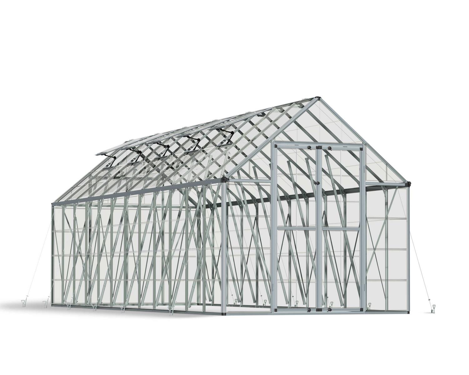 Greenhouse Snap and Grow 8&#039; x 24&#039; Kit - Silver Structure &amp; Clear Glazing