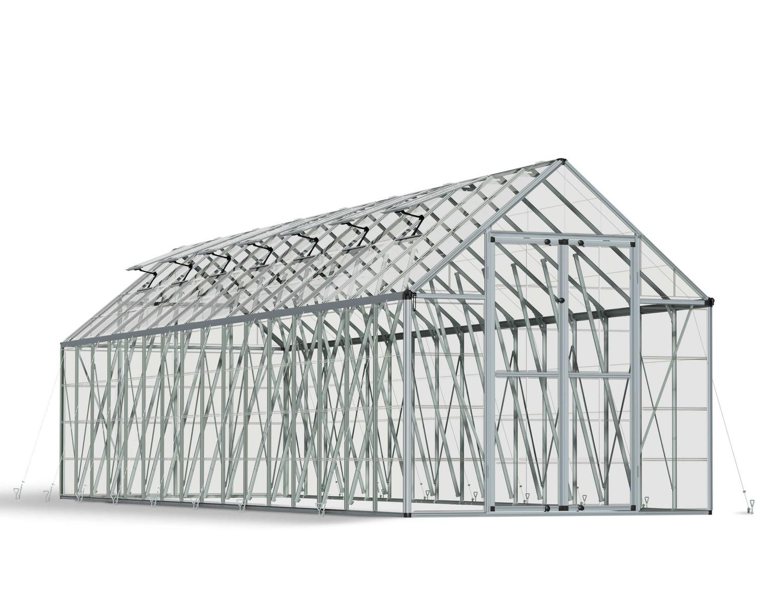 Greenhouse Snap and Grow 8&#039; x 32&#039; Kit - Silver Structure &amp; Clear Glazing