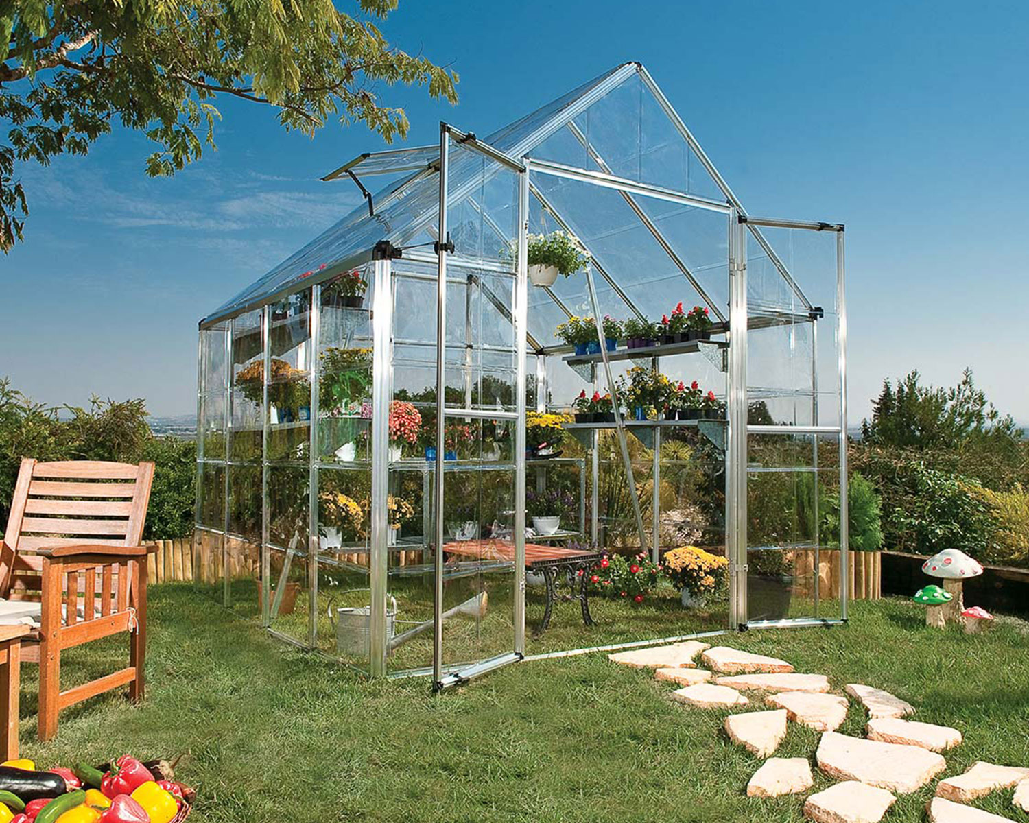 Greenhouse Snap and Grow 8' x 8' Kit - Silver Structure & Clear Glazing