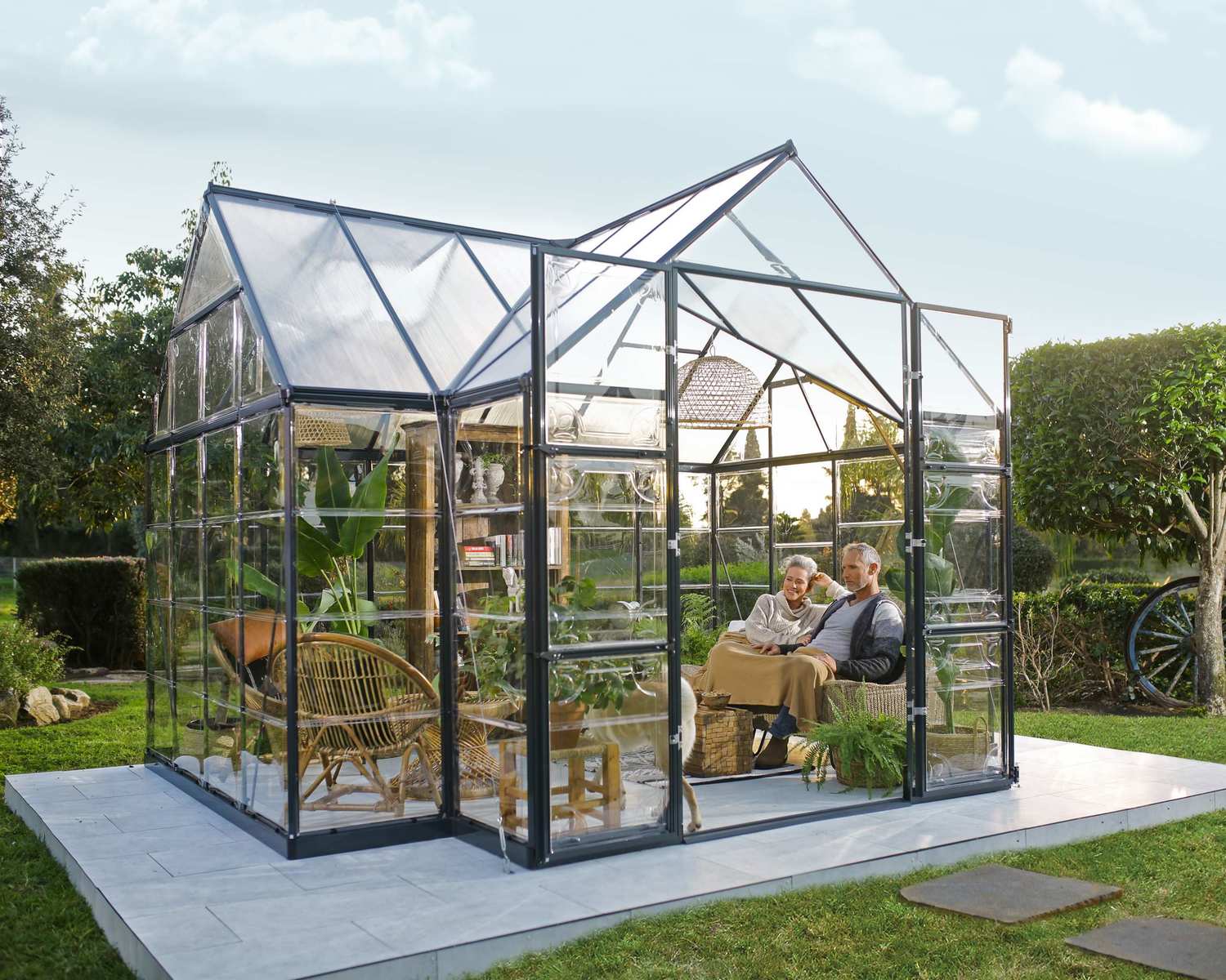 Greenhouse Victory Orangery 10' x 12' on a lawn