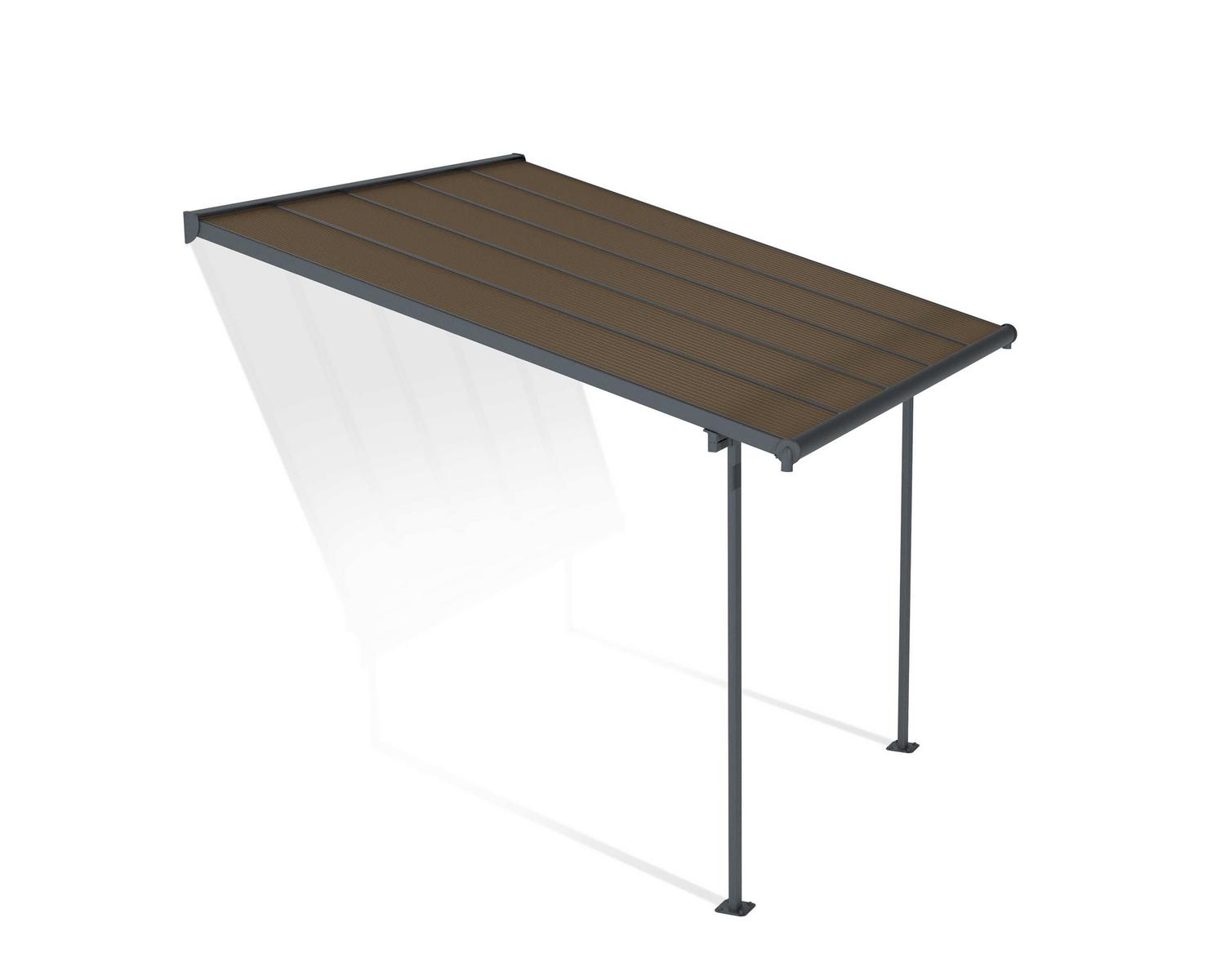 Capri 10 ft. x 10 ft. Patio Cover Kit, Grey Aluminium &amp; Bronze-tinted twin-wall polycarbonate roof panels.