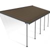 Capri 10 ft. x 28 ft. Grey Aluminium Patio Cover With 5 Posts, Bronze-Tinted Twin-Wall Polycarbonate Roof Panels.