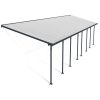 Feria 10 ft. x 36 ft. Grey Aluminium Patio Cover With 8 Posts, Clear Twin-Wall Polycarbonate Roof Panels.