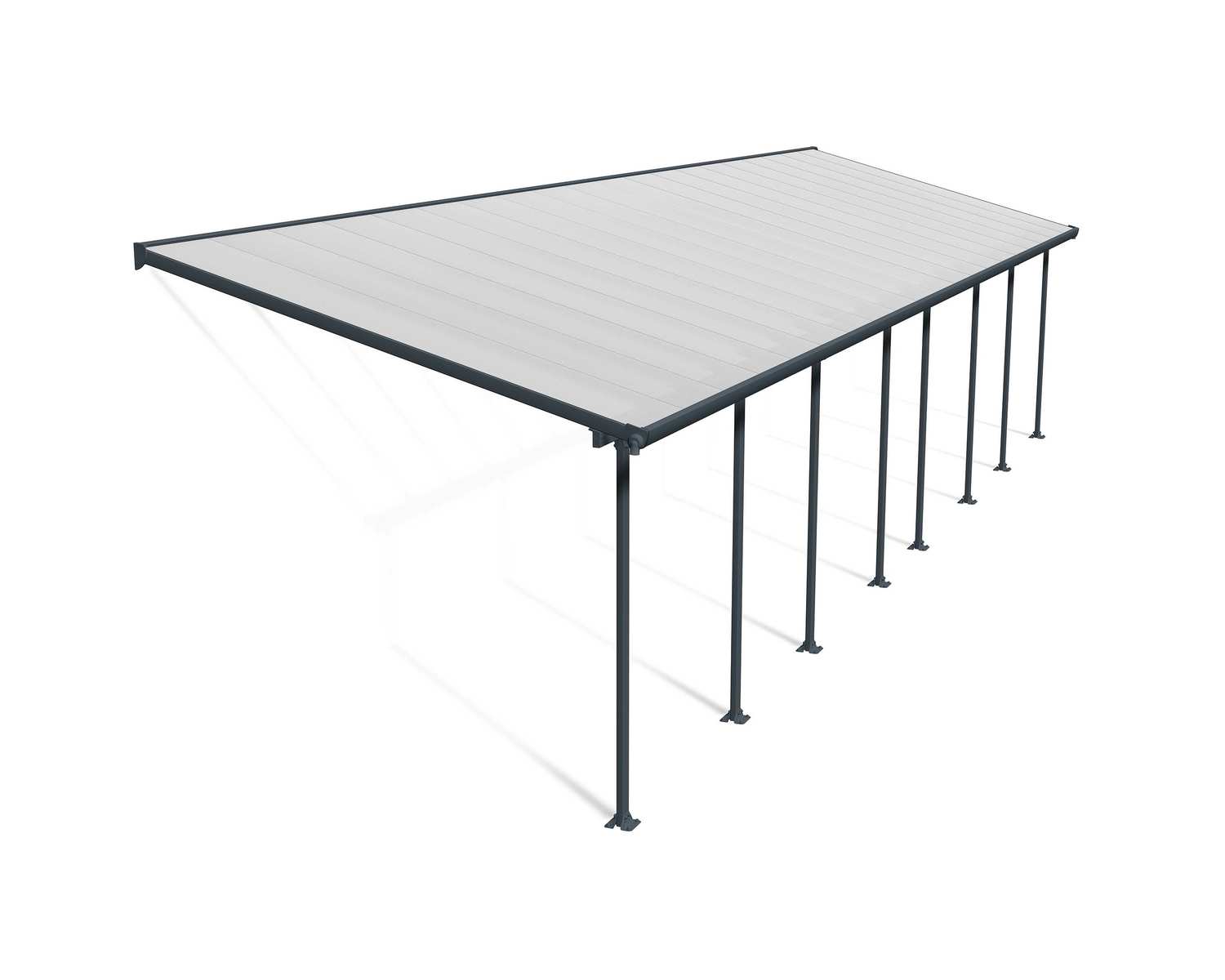 Patio Cover Kit Feria 3 ft. x 10.92 ft. Grey Structure &amp; Clear Multi Wall Glazing