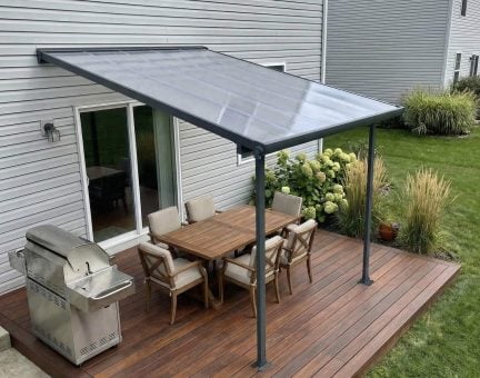 Feria 10 ft. x 10 ft. Patio Cover Kit - Grey Structure & White Clear Twin Wall Panels
