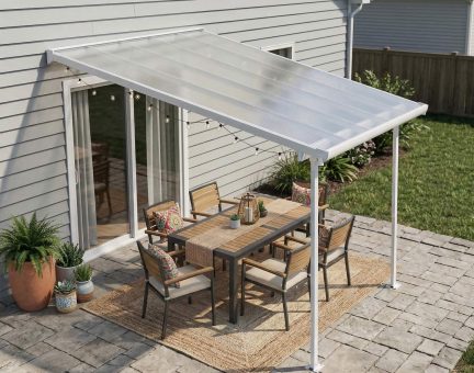Feria 10 ft. x 10 ft. Patio Cover Kit - White Structure & White Clear Twin Wall Panels
