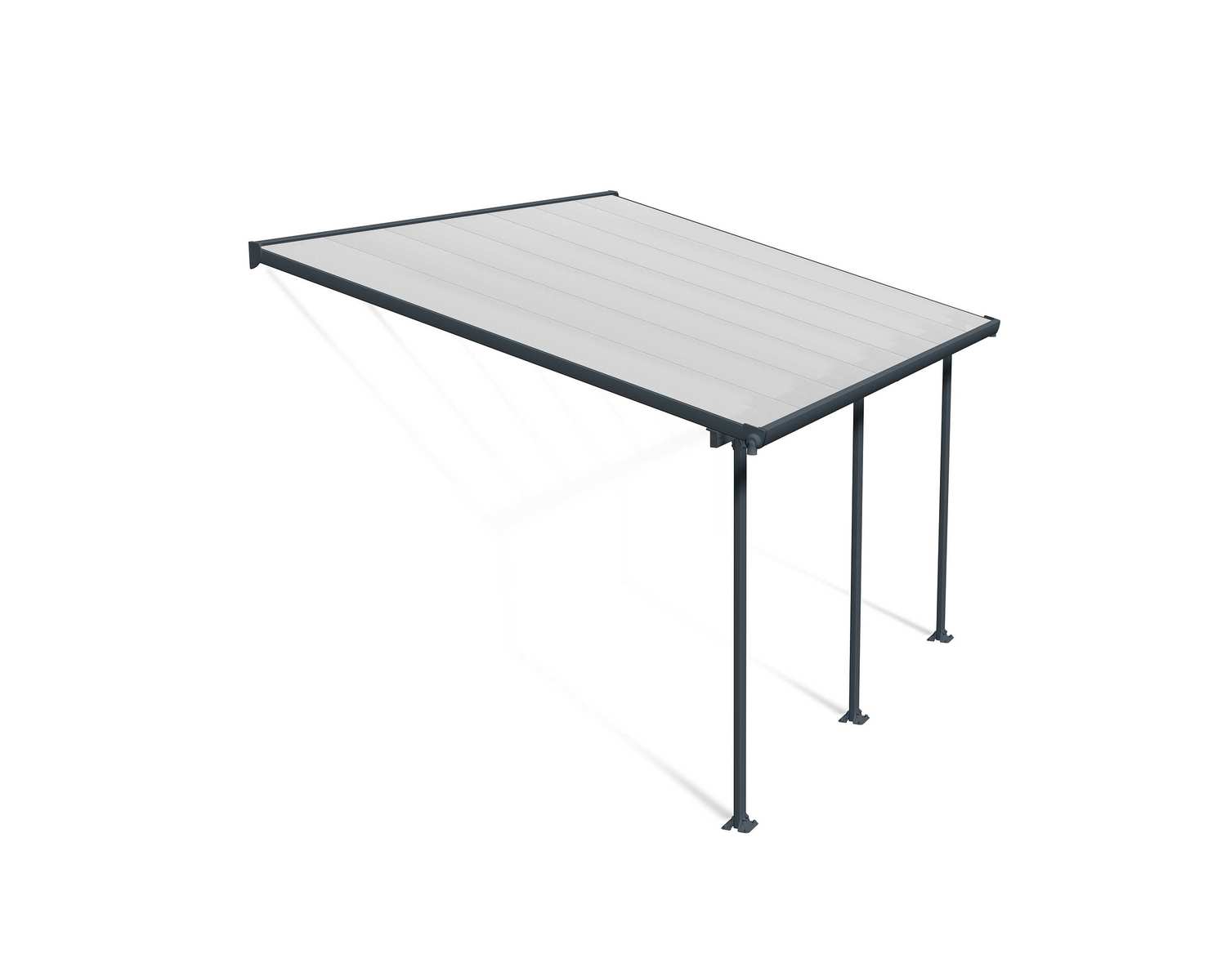 Patio Cover Kit Feria 3 ft. x 4.25 ft. Grey Structure &amp; Clear Multi Wall Glazing