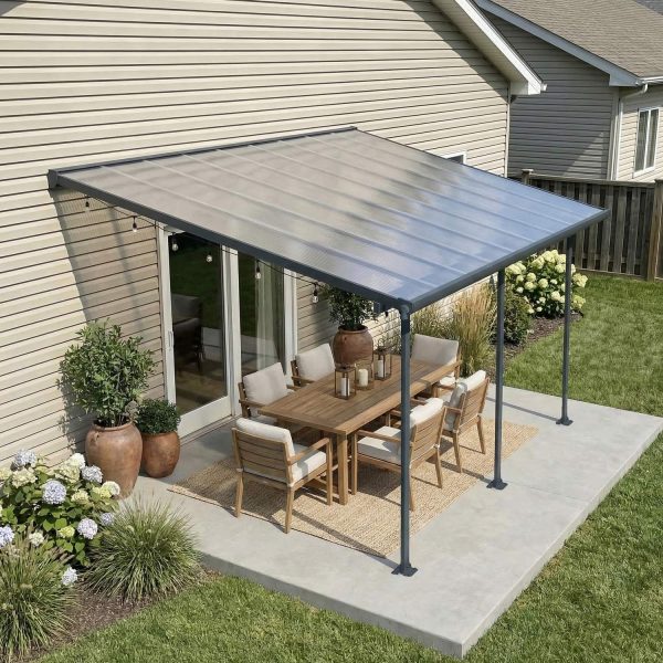 Palram Patio Covers Feria 3x5.46 Grey Clear Main US