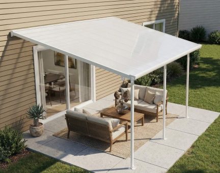 Feria 10 ft. x 18 ft. Patio Cover Kit - White Structure & White Twin Wall Panels