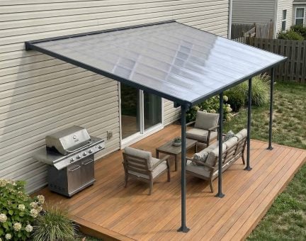 Feria 10 ft. x 20 ft. Patio Cover Kit - Grey Structure & Clear Twin Wall Panels