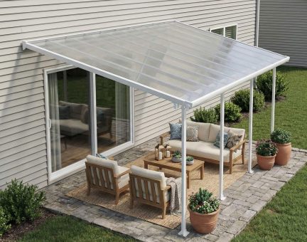 Feria 10 ft. x 20 ft. Patio Cover Kit - White Structure & Clear Twin Wall Panels