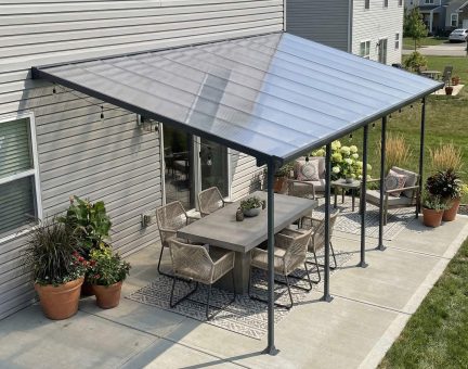 Feria 10 ft. x 24 ft. Patio Cover Kit - Grey Structure & Clear Twin Wall Panels