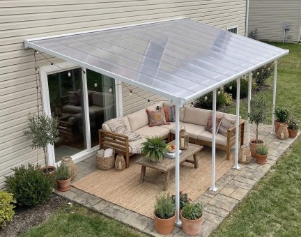 Feria 10 ft. x 24 ft. Patio Cover Kit - White Structure & Clear Twin Wall Panels
