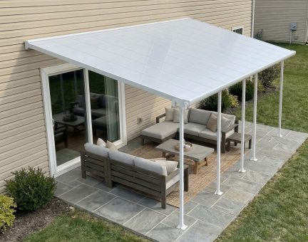 Feria 10 ft. x 24 ft. Patio Cover Kit - White Structure & White Clear Twin Wall Panels