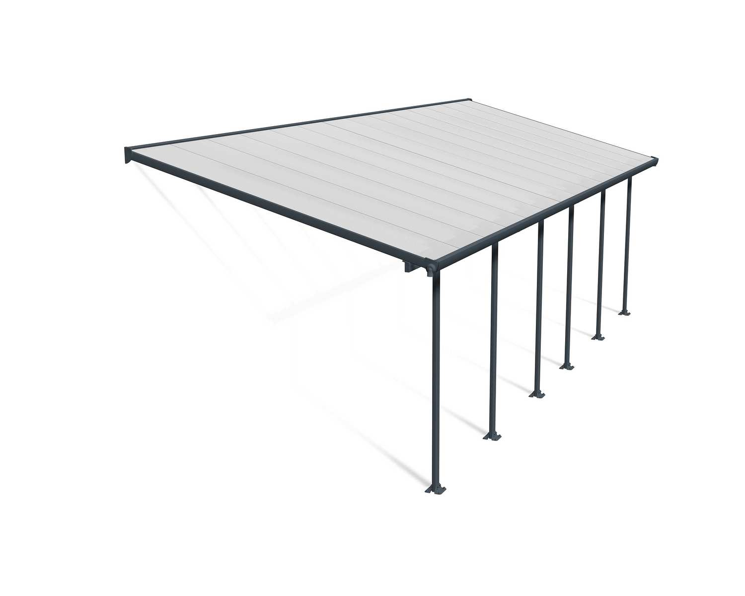 Patio Cover Kit Feria 3 ft. x 8.50 ft. Grey Structure &amp; Clear Multi Wall Glazing