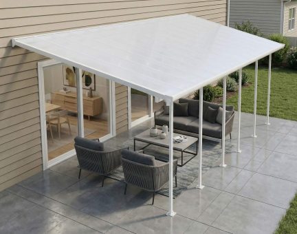 Feria 10 ft. x 28 ft. Patio Cover Kit - White Structure & White Clear Twin Wall Panels
