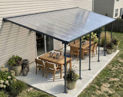 Feria 10 ft. x 30 ft. Patio Cover Kit - Grey Structure & Clear Twin Wall Panels