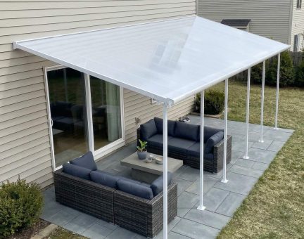 Feria 10 ft. x 30 ft. Patio Cover Kit - White Structure & White Clear Twin Wall Panels