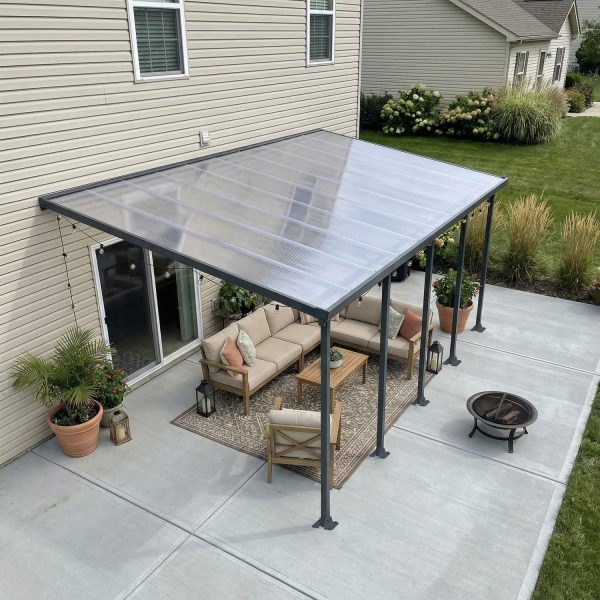 Palram Patio Covers Feria 3x9.71 Grey Clear Main US