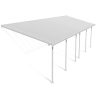 Feria 10 ft. x 32 ft. White Aluminium Patio Cover With 6 Posts, Clear Twin-Wall Polycarbonate Roof Panels.