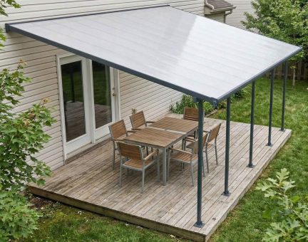 Feria 13 ft. x 26 ft. Patio Cover Kit - Grey, Clear Twin wall