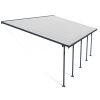 Feria 13 ft. x 26 ft. Grey Aluminium Patio Cover With 5 Posts, Clear Twin-Wall Polycarbonate Roof Panels.