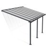 Feria 10 ft. x 14 ft. Grey Aluminium Patio Cover With 3 Posts, Clear Twin-Wall Polycarbonate Roof Panels.