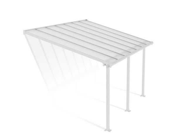 Feria 10 ft. x 14 ft. White Aluminium Patio Cover With 3 Posts, Clear Twin-Wall Polycarbonate Roof Panels.