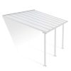 Feria 10 ft. x 14 ft. White Aluminium Patio Cover With 3 Posts, White Twin-Wall Polycarbonate Roof Panels.