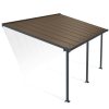 Feria 10 ft. x 18 ft. Grey Aluminium Patio Cover With 3 Posts, Bronze Twin-Wall Polycarbonate Roof Panels