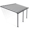 Feria 10 ft. x 18 ft. Grey Aluminium Patio Cover With 3 Posts, Clear Twin-Wall Polycarbonate Roof Panels
