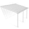 Feria 10 ft. x 18 ft. White Aluminium Patio Cover With 3 Posts, Clear Twin-Wall Polycarbonate Roof Panels