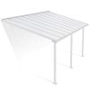 Feria 10 ft. x 18 ft. White Aluminium Patio Cover With 3 Posts, White Twin-Wall Polycarbonate Roof Panels.