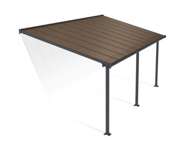 Patio Cover Kit Olympia 3 ft. x 6.10 ft. Grey Structure &amp; Bronze Multi Wall Glazing