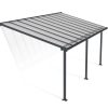 Feria 10 ft. x 20 ft. Grey Aluminium Patio Cover With 3 Posts, Clear Twin-Wall Polycarbonate Roof Panels
