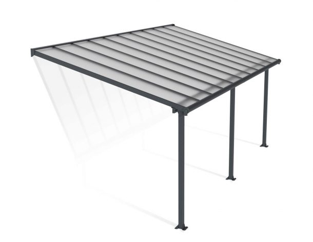 Patio Cover Kit Olympia 3 ft. x 6.10 ft. Grey Structure &amp; Clear Multi Wall Glazing